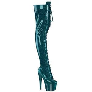 ADORE-3020GP Pleaser Teal Glitter Sexy Platform Shoes (Pole Dancing Heels)