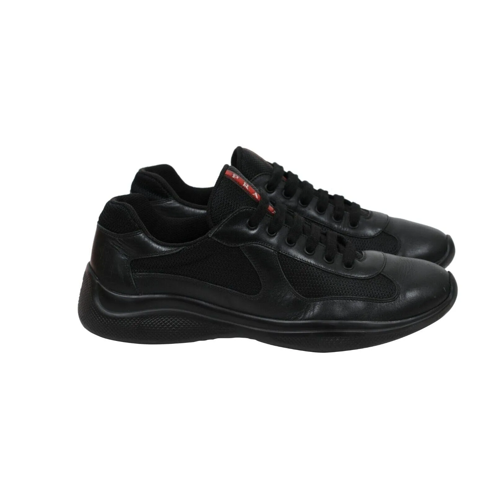 Americas Cup Black Red Leather Sport Low Top Sneaker