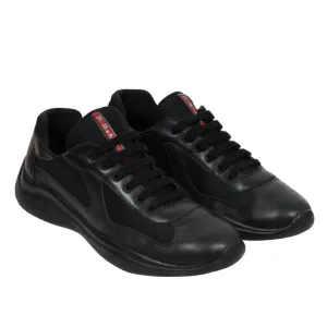 Americas Cup Black Red Leather Sport Low Top Sneaker