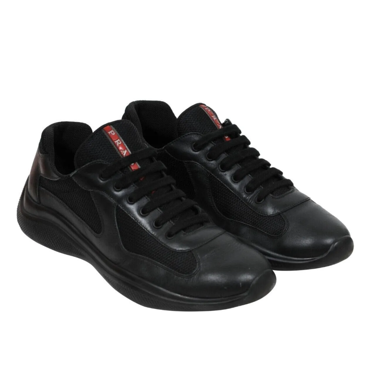 Americas Cup Black Red Leather Sport Low Top Sneaker