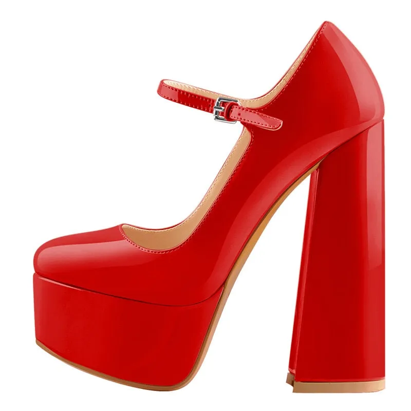 Ankle Strap Chunky High Heels Shoes