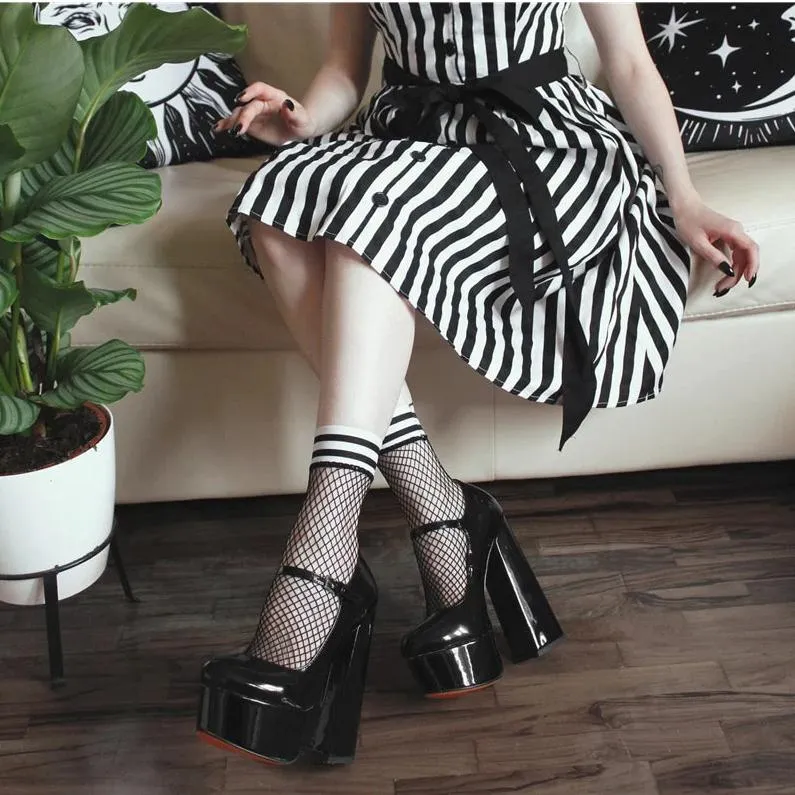 Ankle Strap Chunky High Heels Shoes