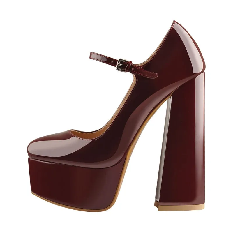 Ankle Strap Chunky High Heels Shoes