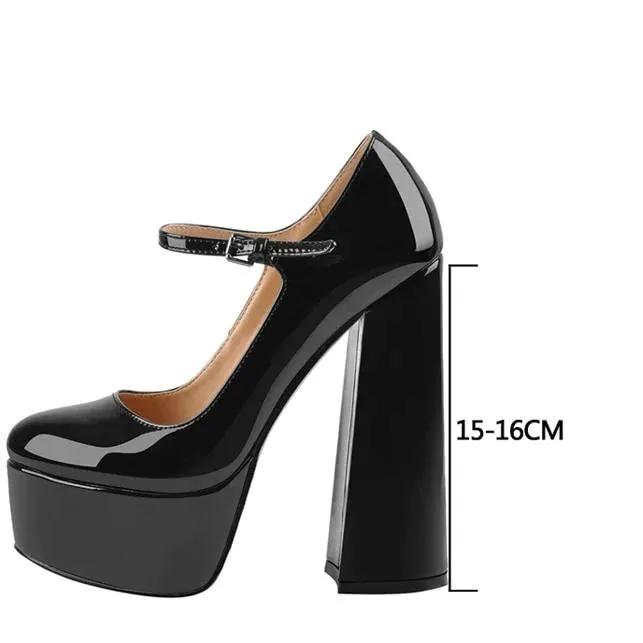 Ankle Strap Chunky High Heels Shoes