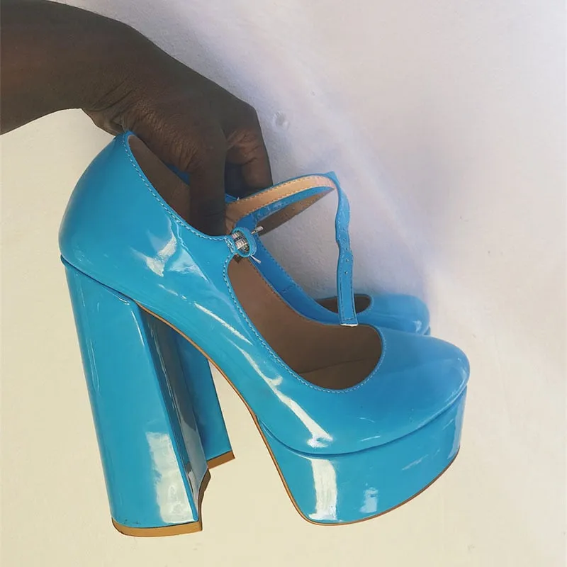 Ankle Strap Chunky High Heels Shoes