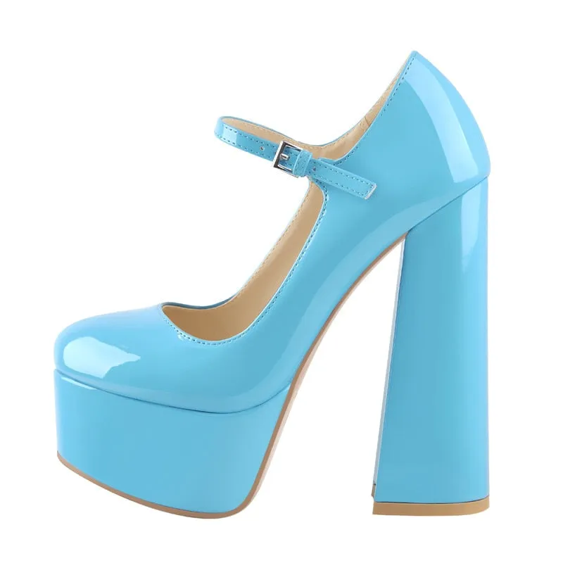 Ankle Strap Chunky High Heels Shoes