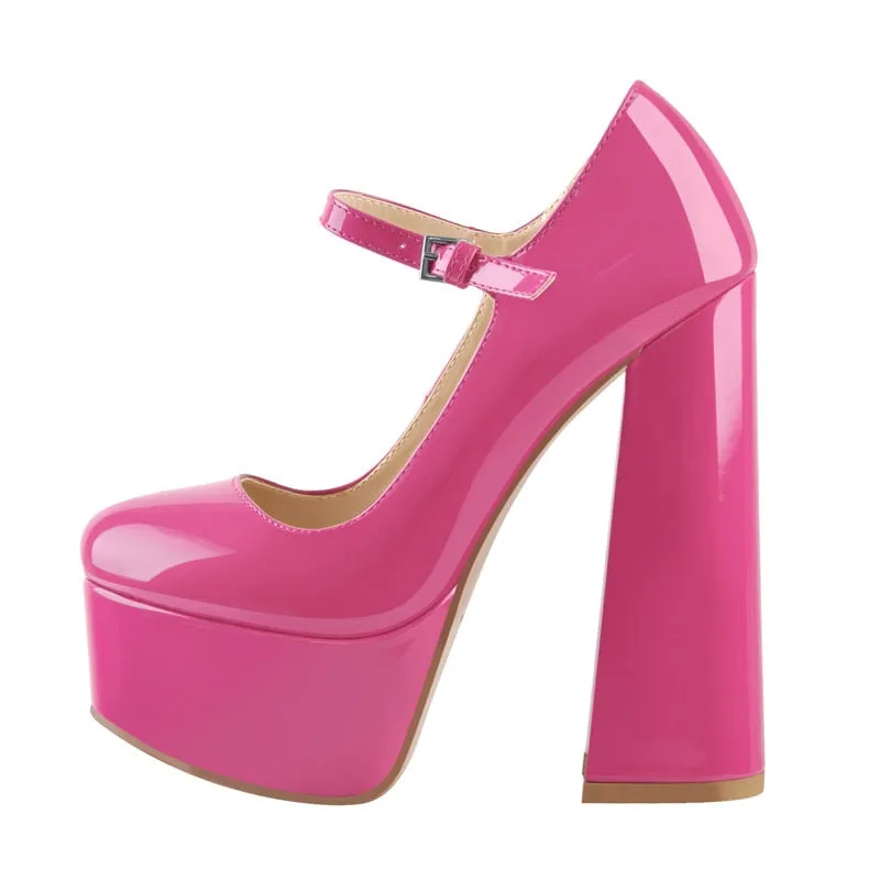 Ankle Strap Chunky High Heels Shoes