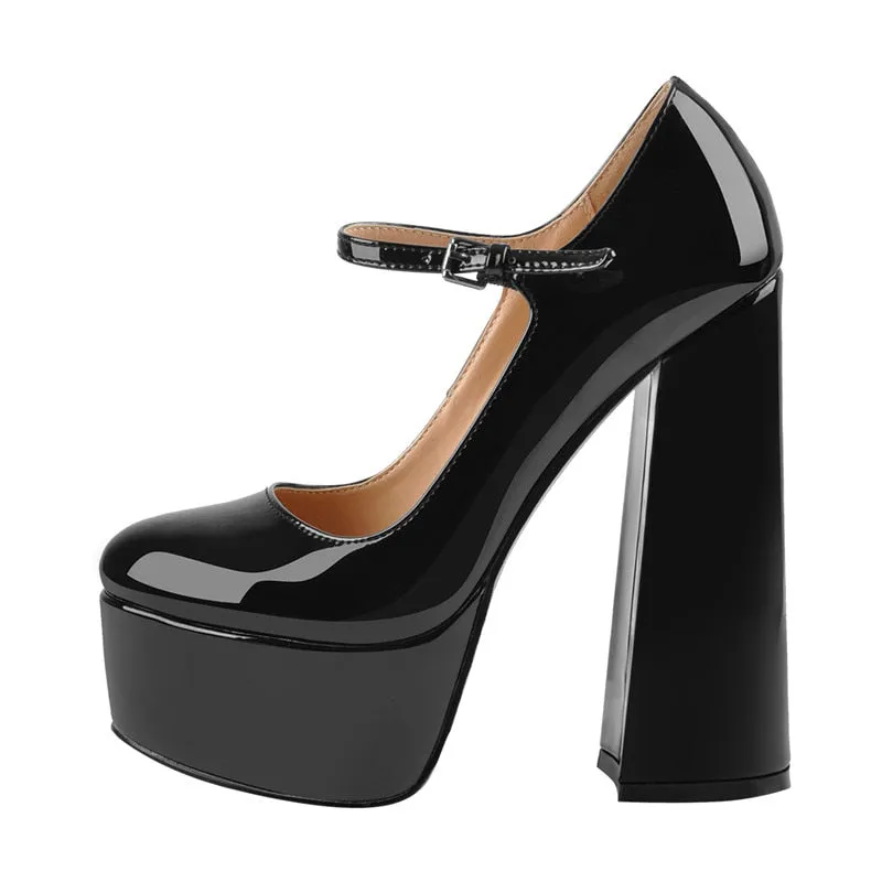 Ankle Strap Chunky High Heels Shoes