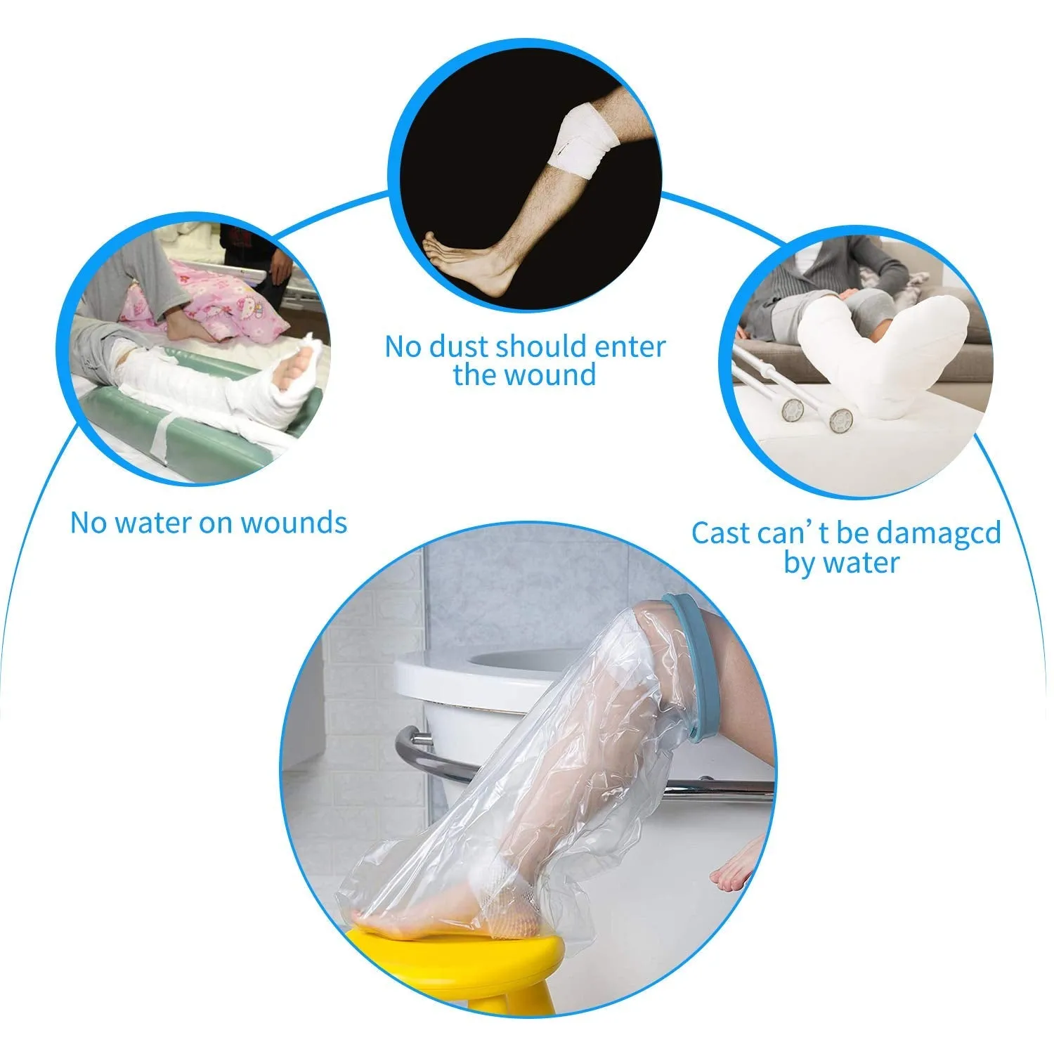 Aozzy Leg Cast Cover,Leg Cast Protector Keep Bandage Dry for Shower, Watertight Cast Bag for Wound Foot(Adult Long Leg)