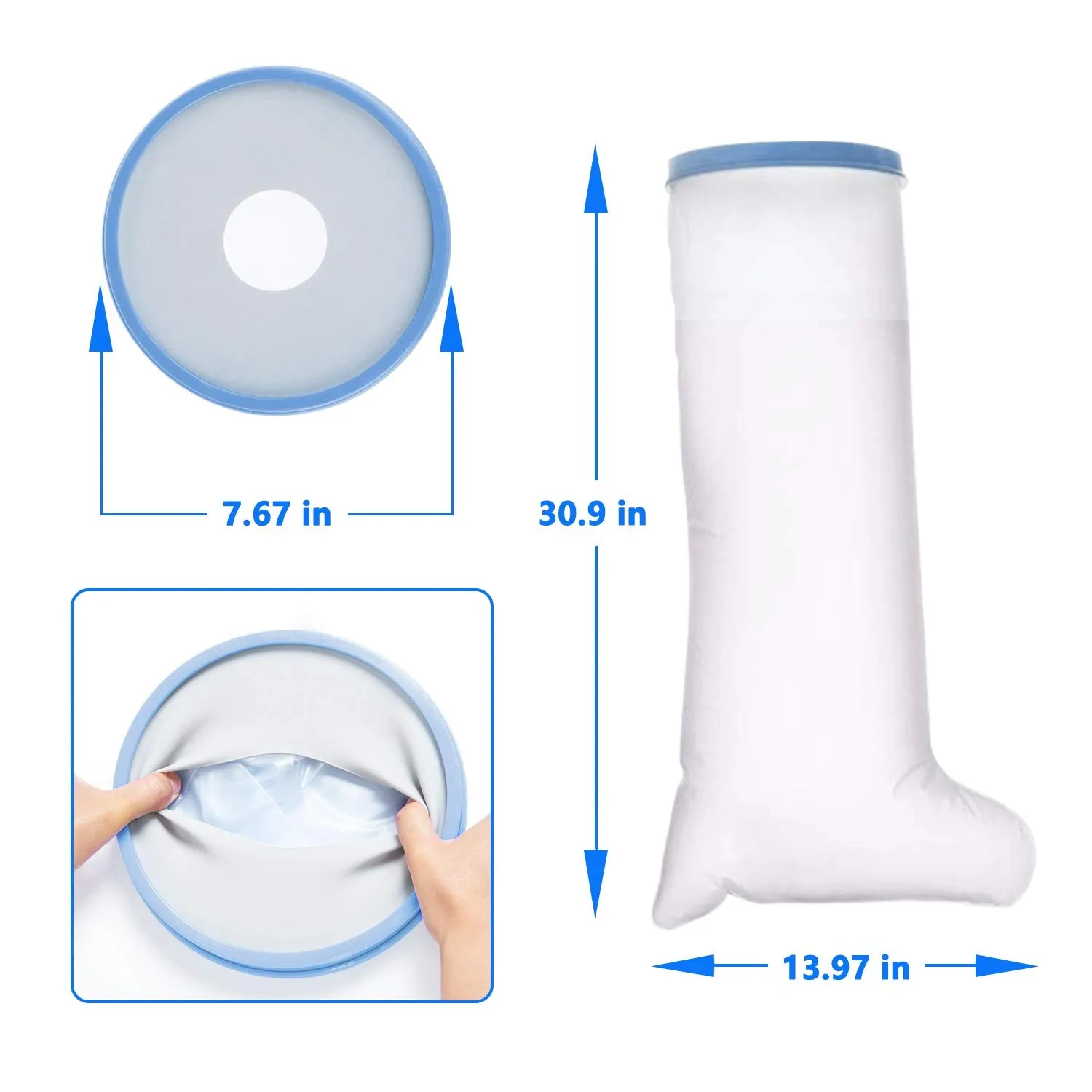 Aozzy Leg Cast Cover,Leg Cast Protector Keep Bandage Dry for Shower, Watertight Cast Bag for Wound Foot(Adult Long Leg)
