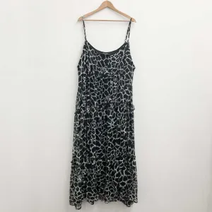 Arna York by City Chic Black Animal Print Tiered Maxi Dress UK 30/32