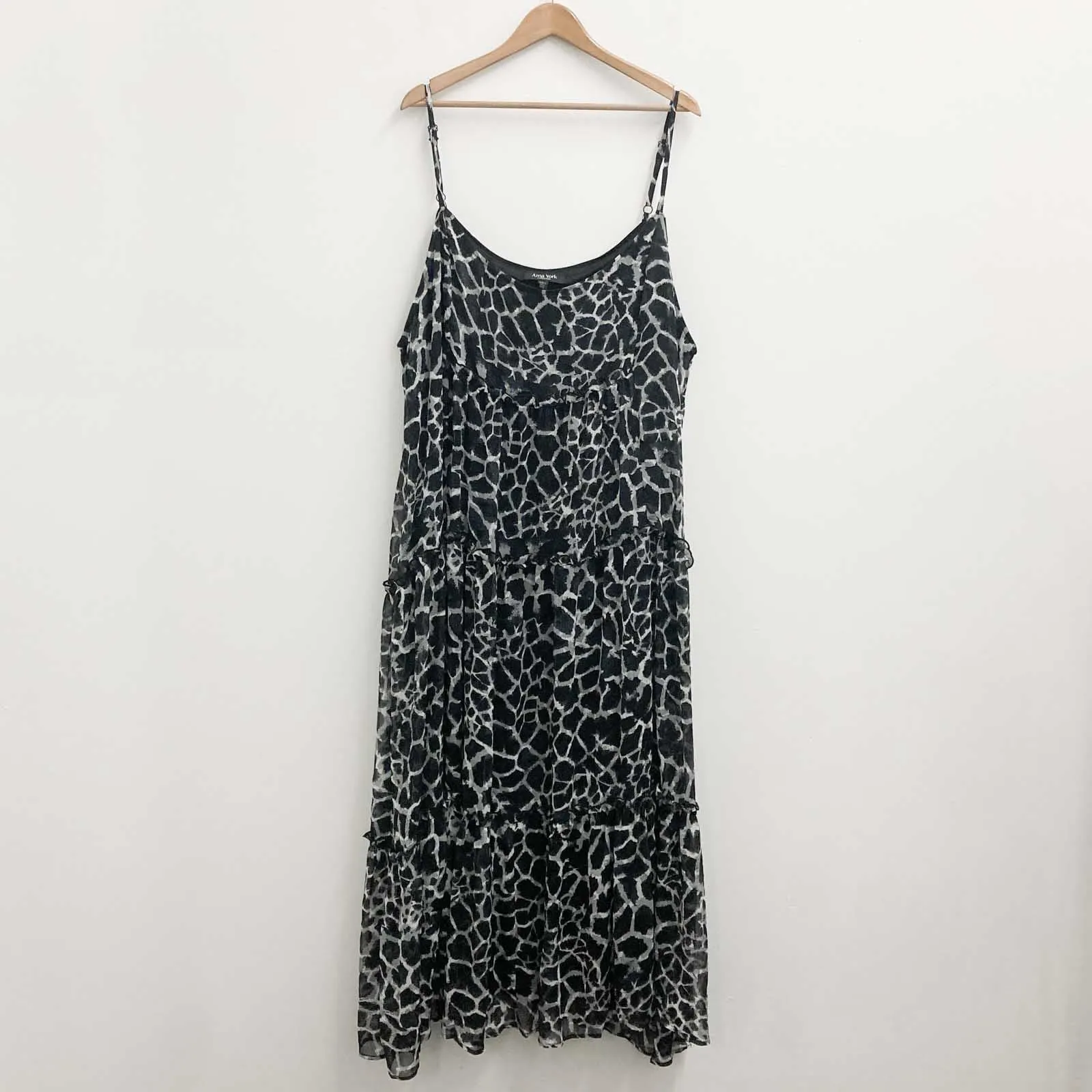 Arna York by City Chic Black Animal Print Tiered Maxi Dress UK 30/32