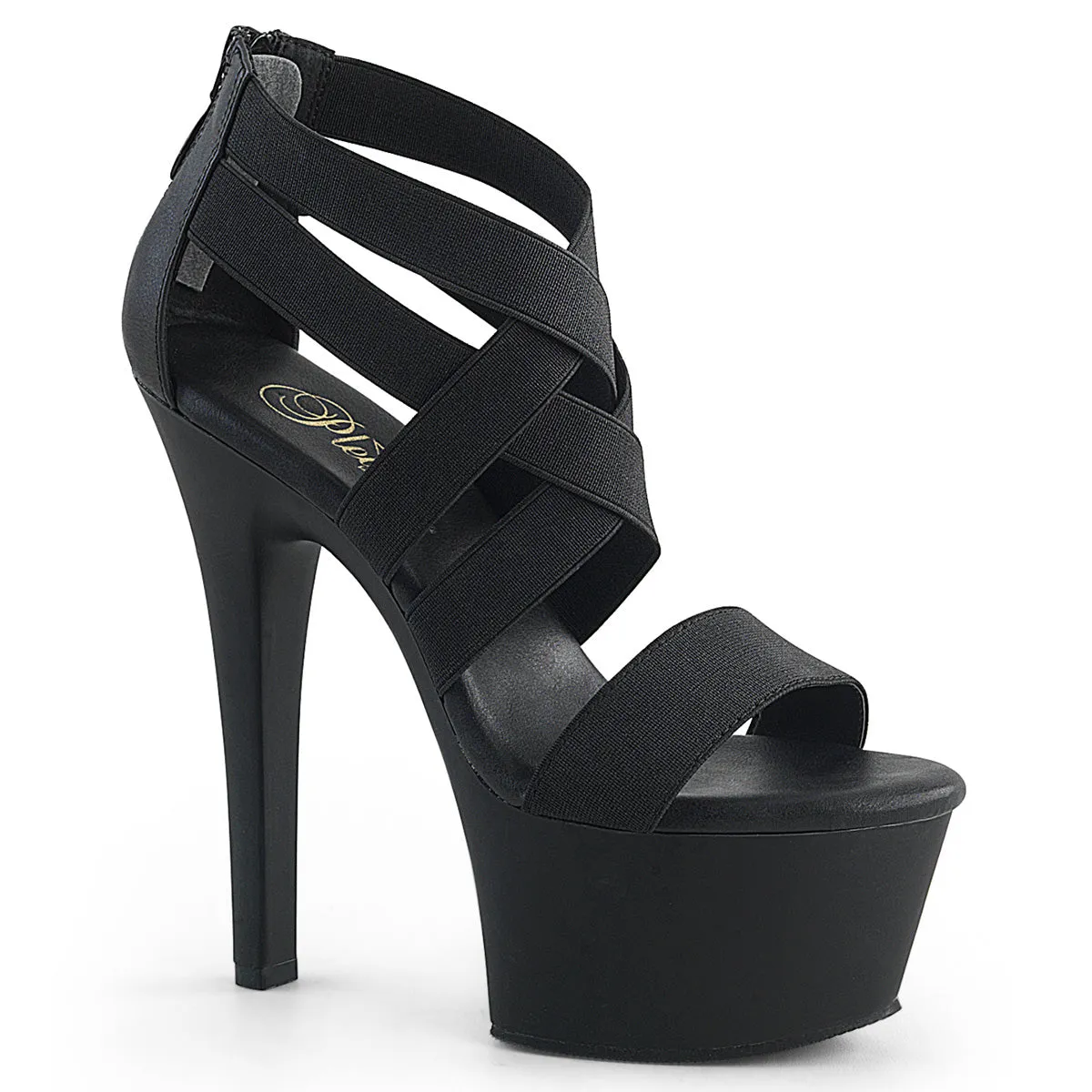 ASPIRE-669 Pleaser Black Elastic Sexy Platform Shoes (Pole Dancing Heels)