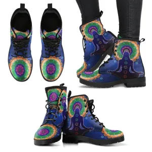 Blue Mandala Chakra Leather Boots