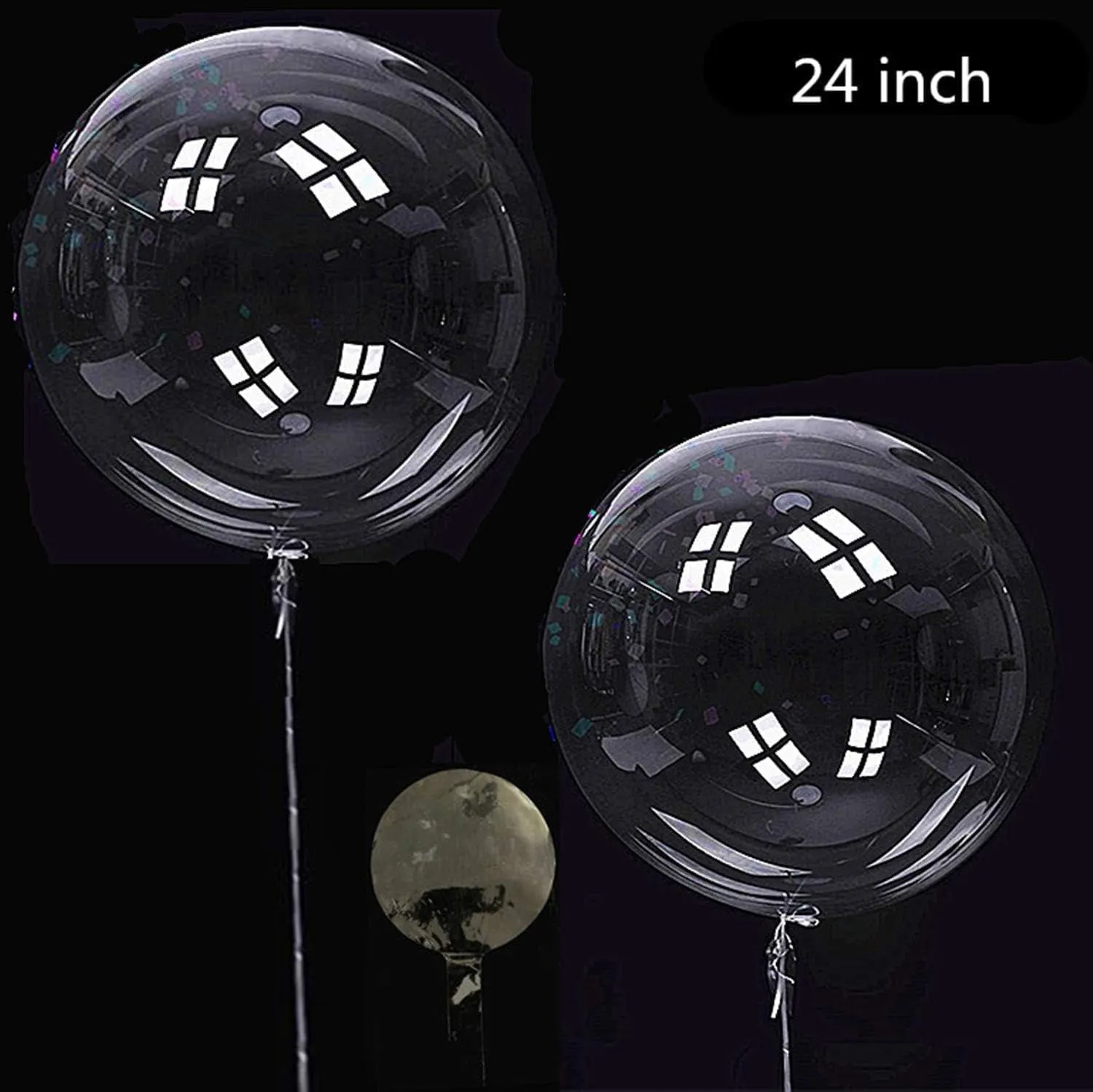 Bobo Balloons 25 Packs, 24 Inch Helium Style Transparent Bubble Bobo Balloons for LED Light up Balloons, Gifts for Christmas,Wedding,Birthday Party Decorations (LED String Not Included) (25 PCS)1