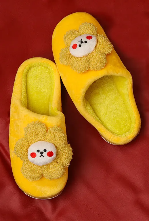 Brauch Women's Yellow Sunflower Fur Winter Slippers
