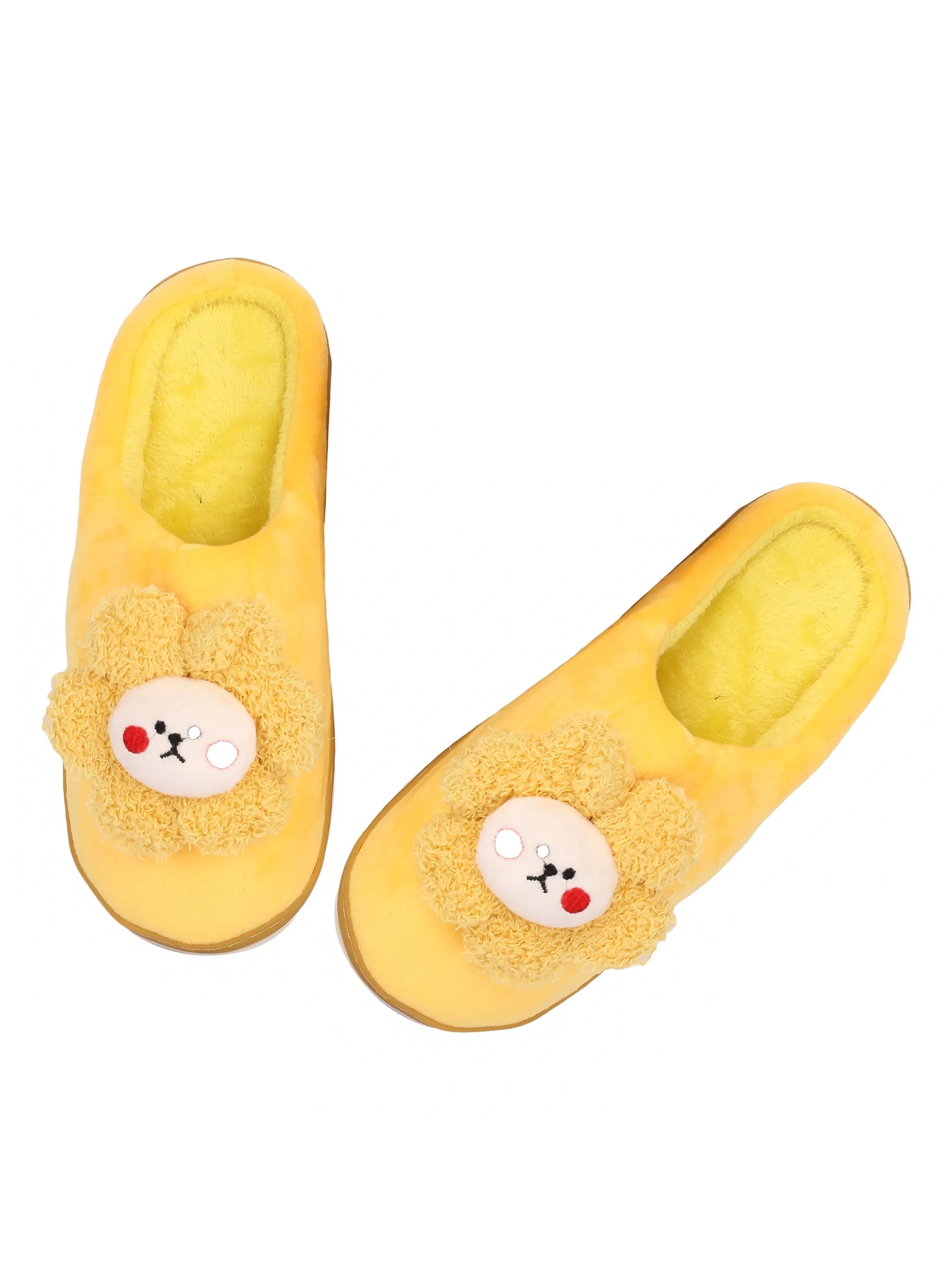 Brauch Women's Yellow Sunflower Fur Winter Slippers