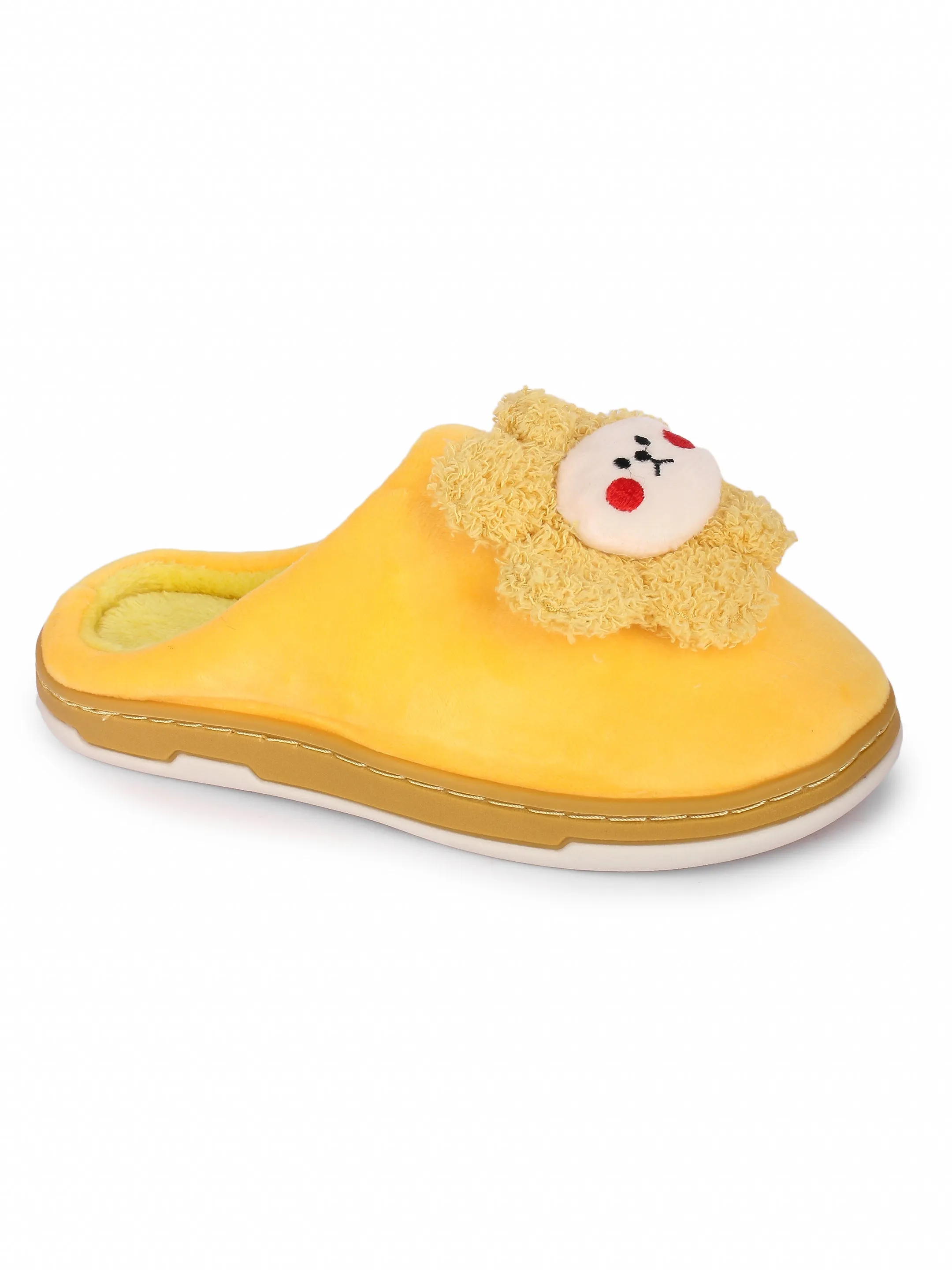 Brauch Women's Yellow Sunflower Fur Winter Slippers