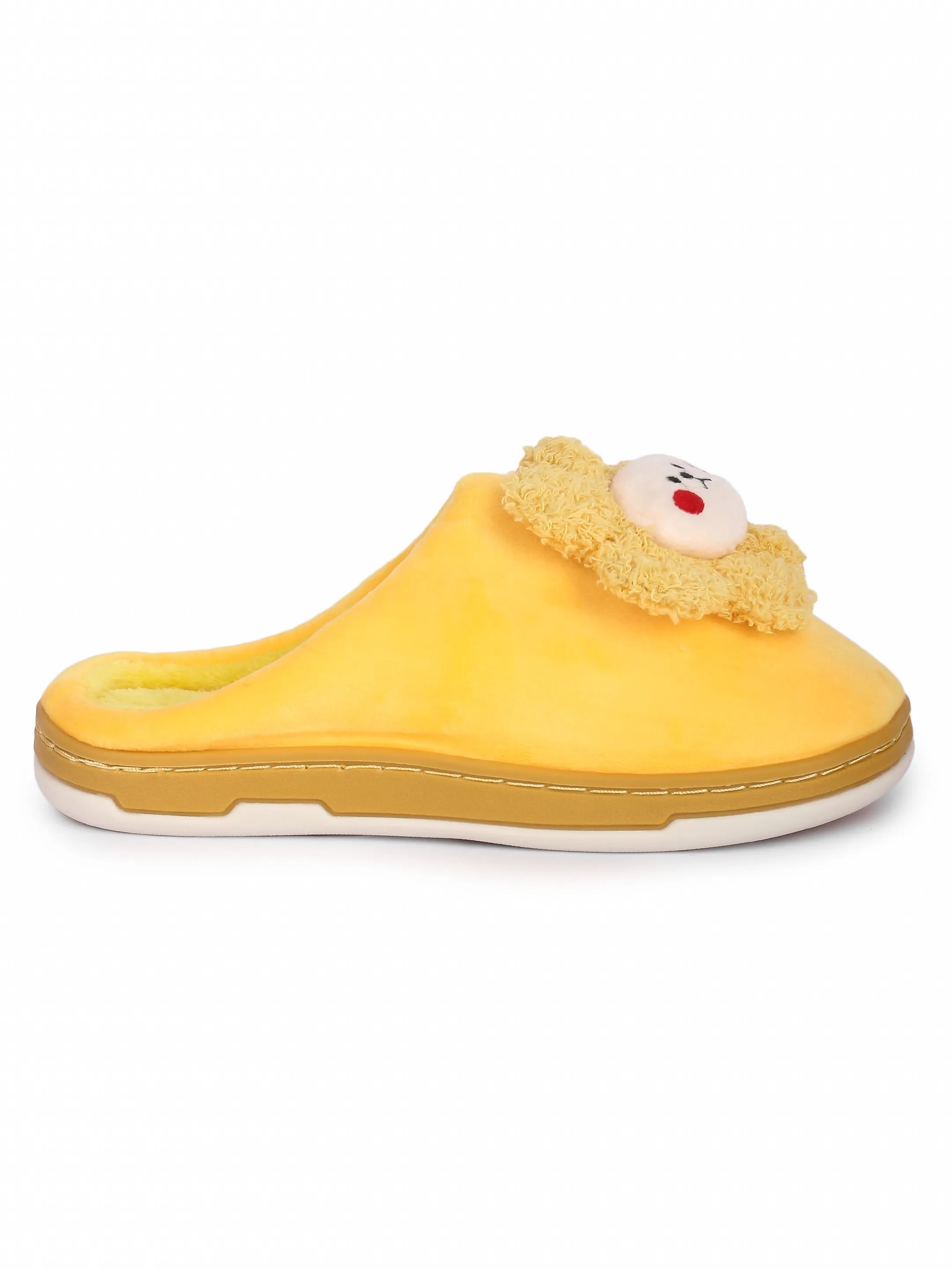 Brauch Women's Yellow Sunflower Fur Winter Slippers