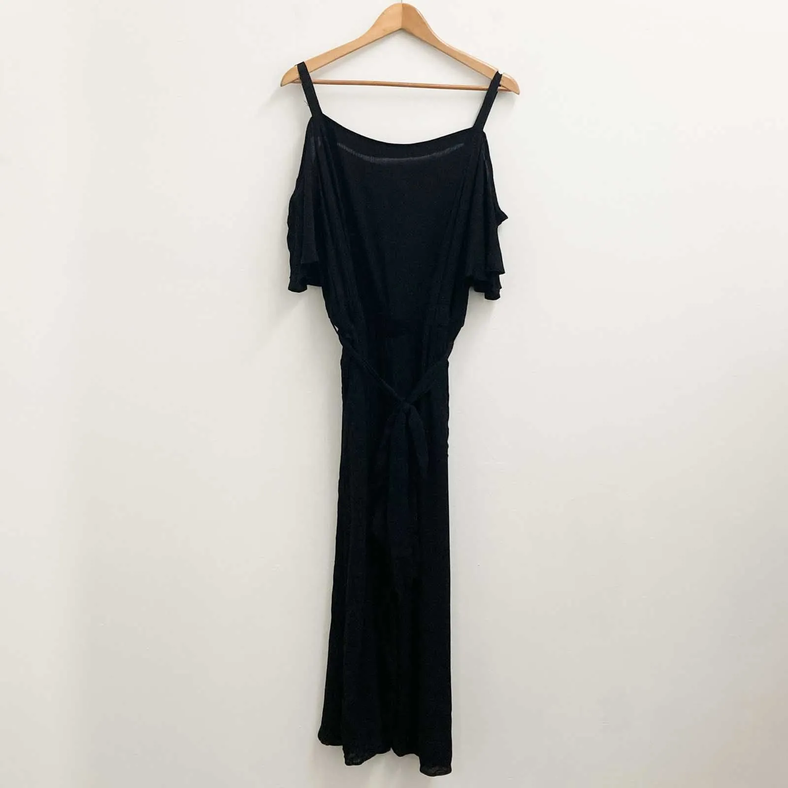 City Chic Black Cold Shoulder Wide Leg Cropped Jumpsuit UK 18