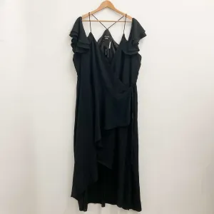 City Chic Black Cold Shoulder Wrap Hi-Lo Hem Maxi Dress UK 24