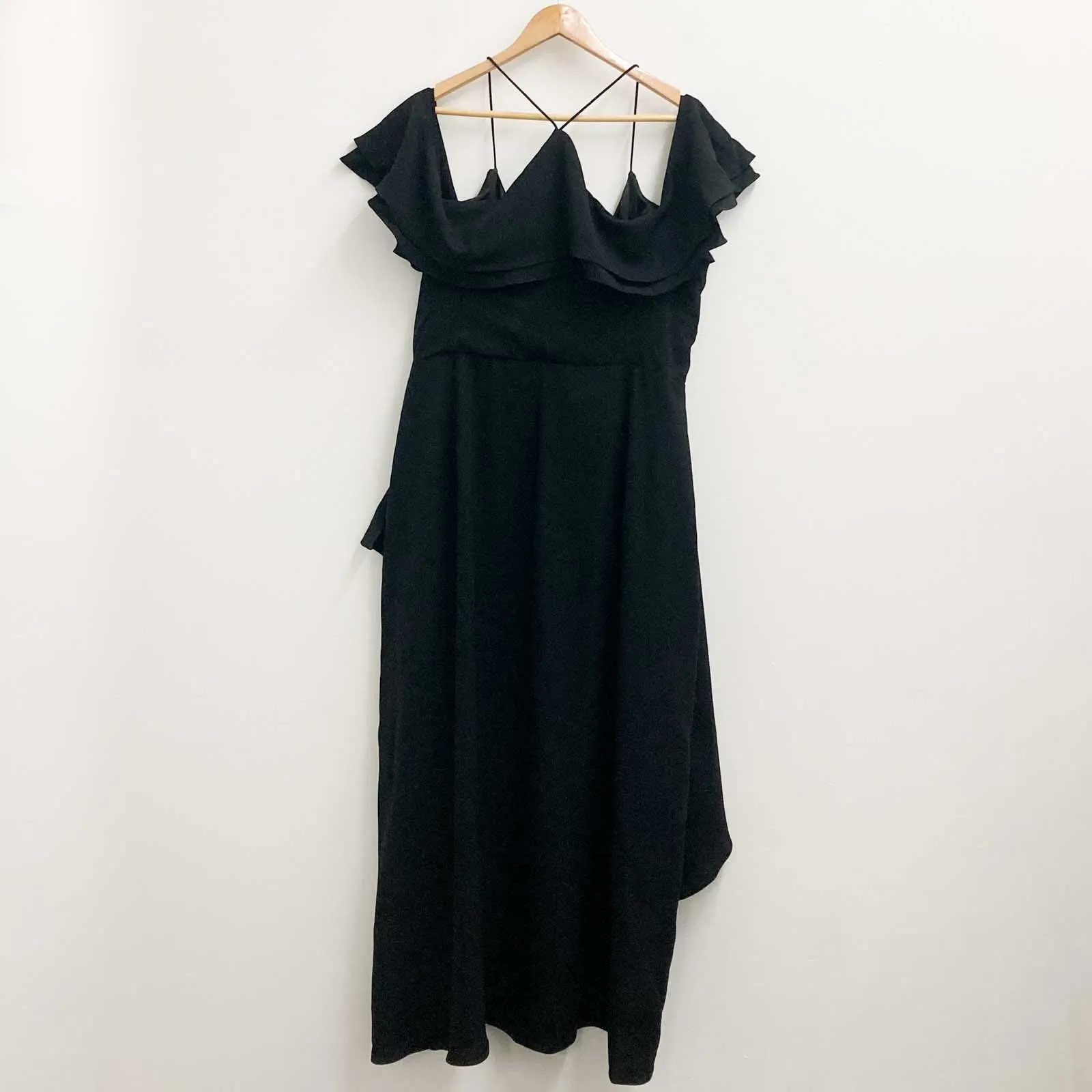City Chic Black Cold Shoulder Wrap Maxi Dress UK 18