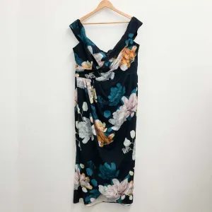 City Chic Black Floral Print Tulip Hem Maxi Dress UK 18