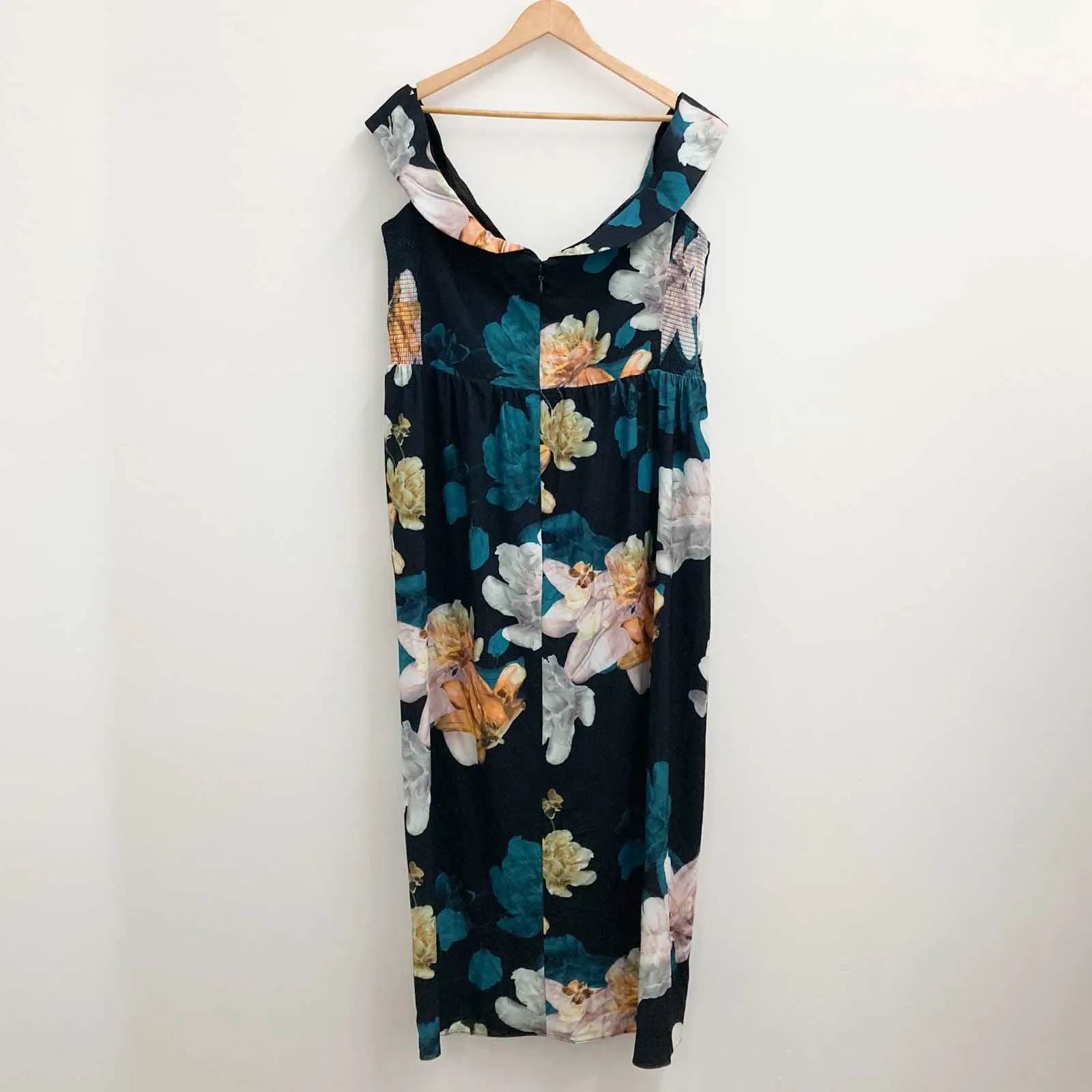 City Chic Black Floral Print Tulip Hem Maxi Dress UK 18