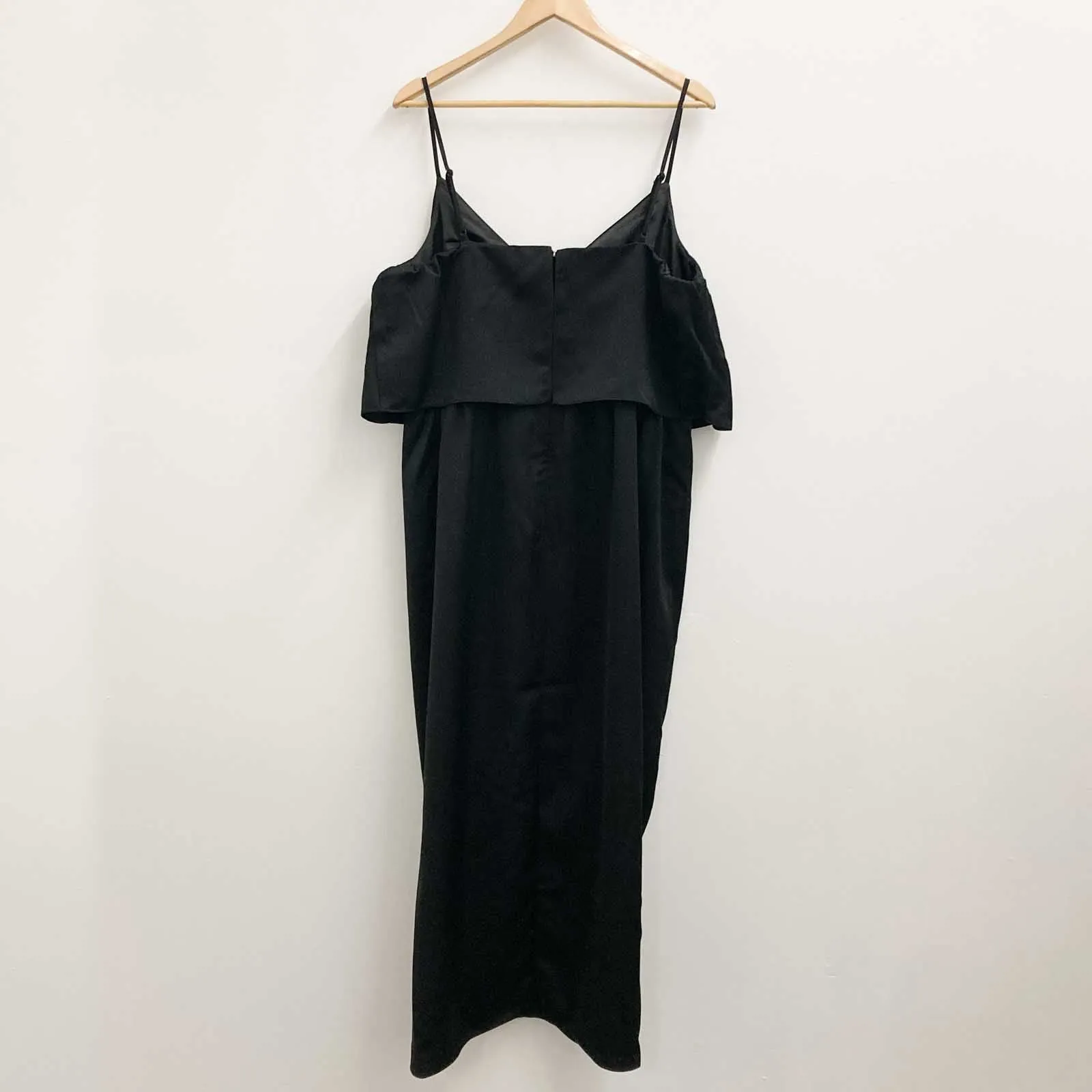 City Chic Black Frill Faux Wrap Maxi Dress UK 16