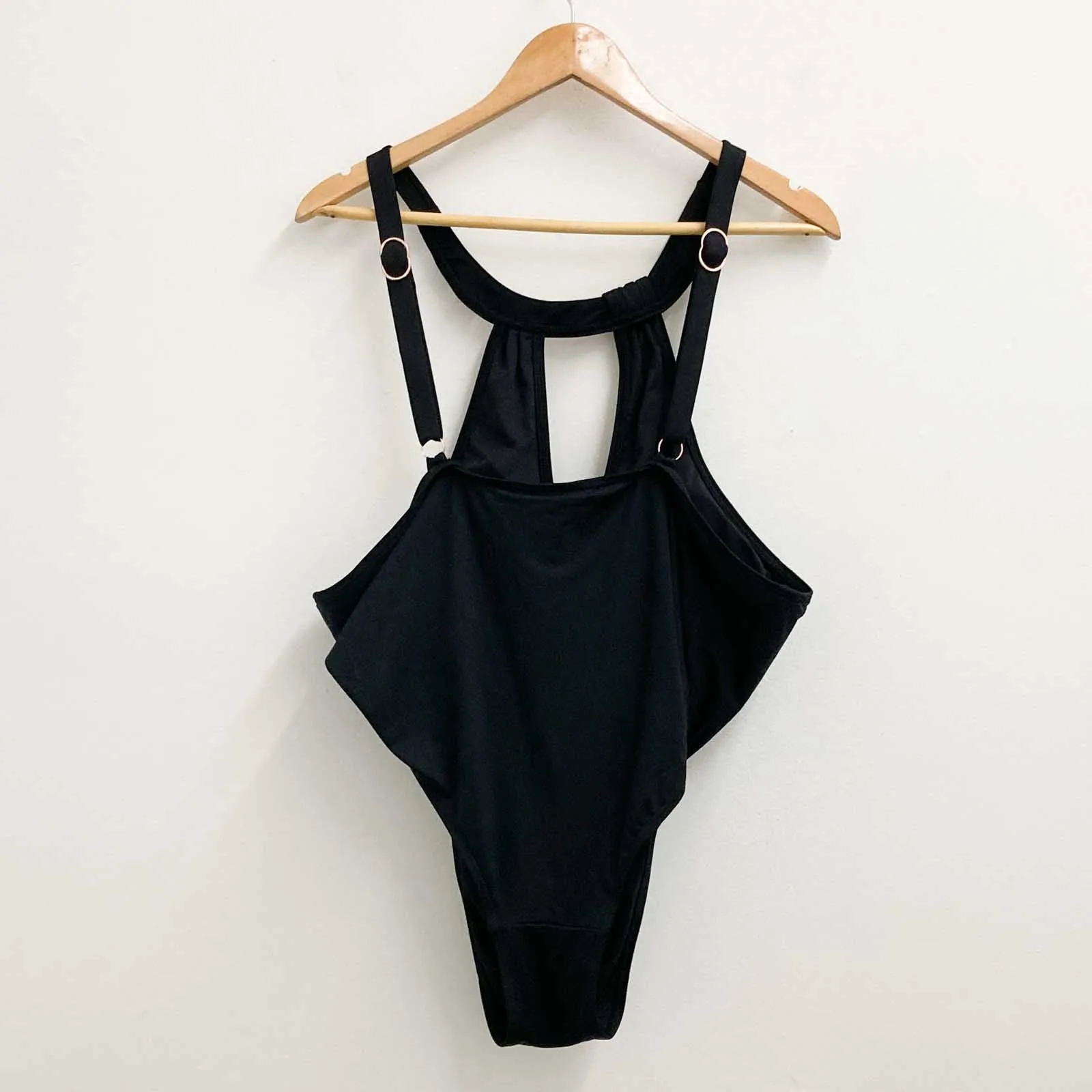 City Chic Black Gold Chain Halter Neck One Piece Swimsuit UK 20