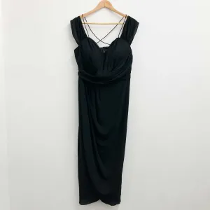 City Chic Black Off-Shoulder V-Neck Tulip Skirt Maxi Dress UK 16