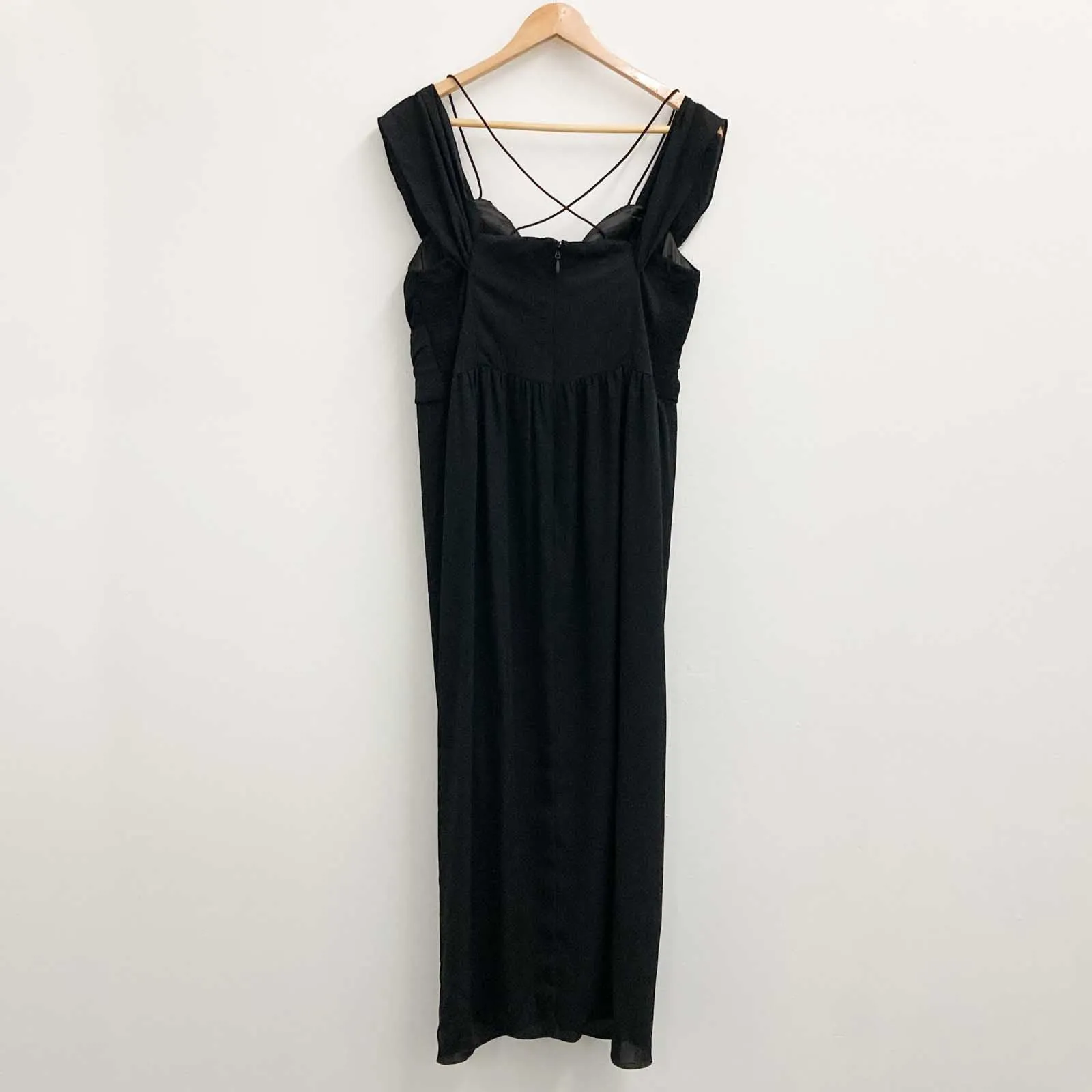 City Chic Black Off-Shoulder V-Neck Tulip Skirt Maxi Dress UK 16