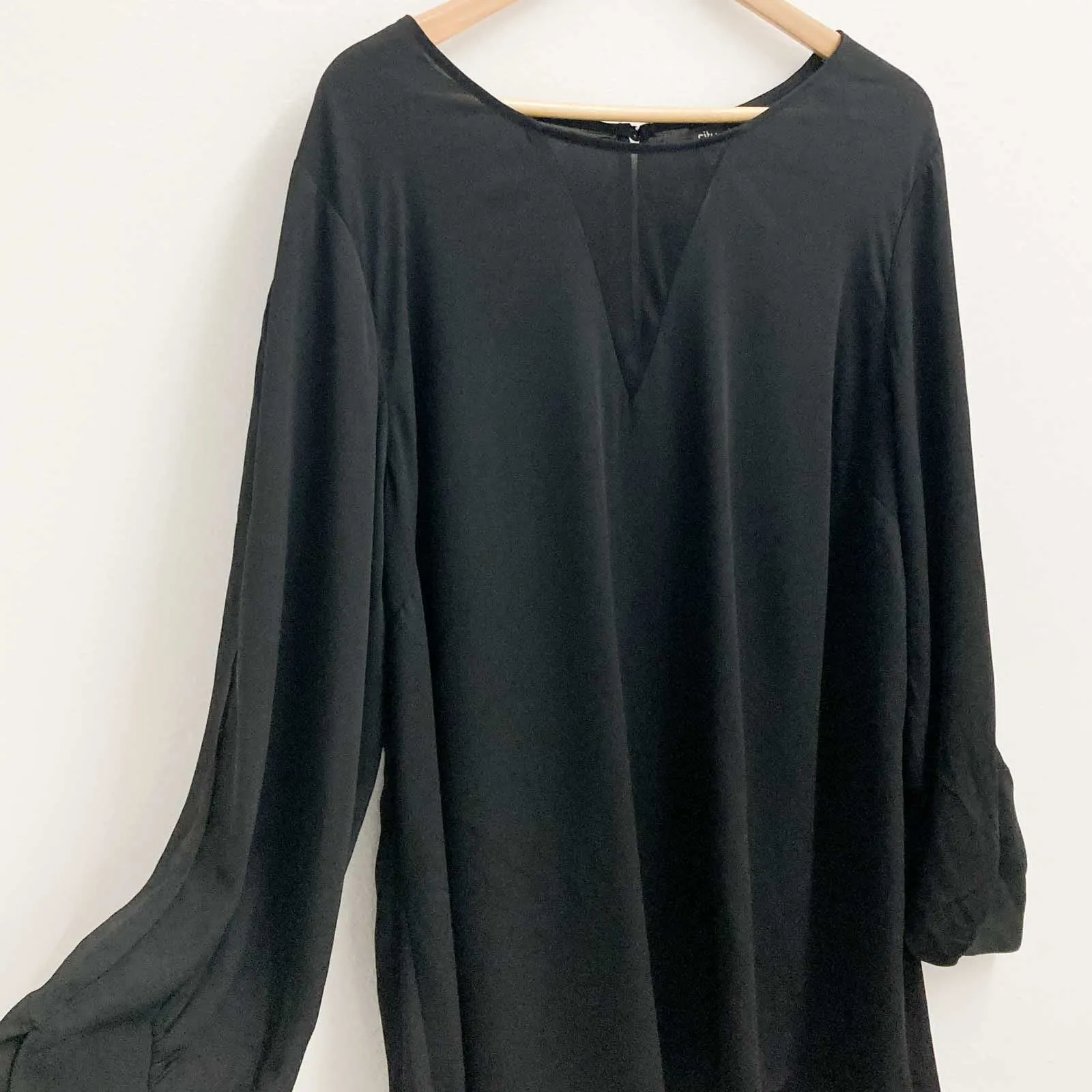 City Chic Black Peekaboo Shirt UK20