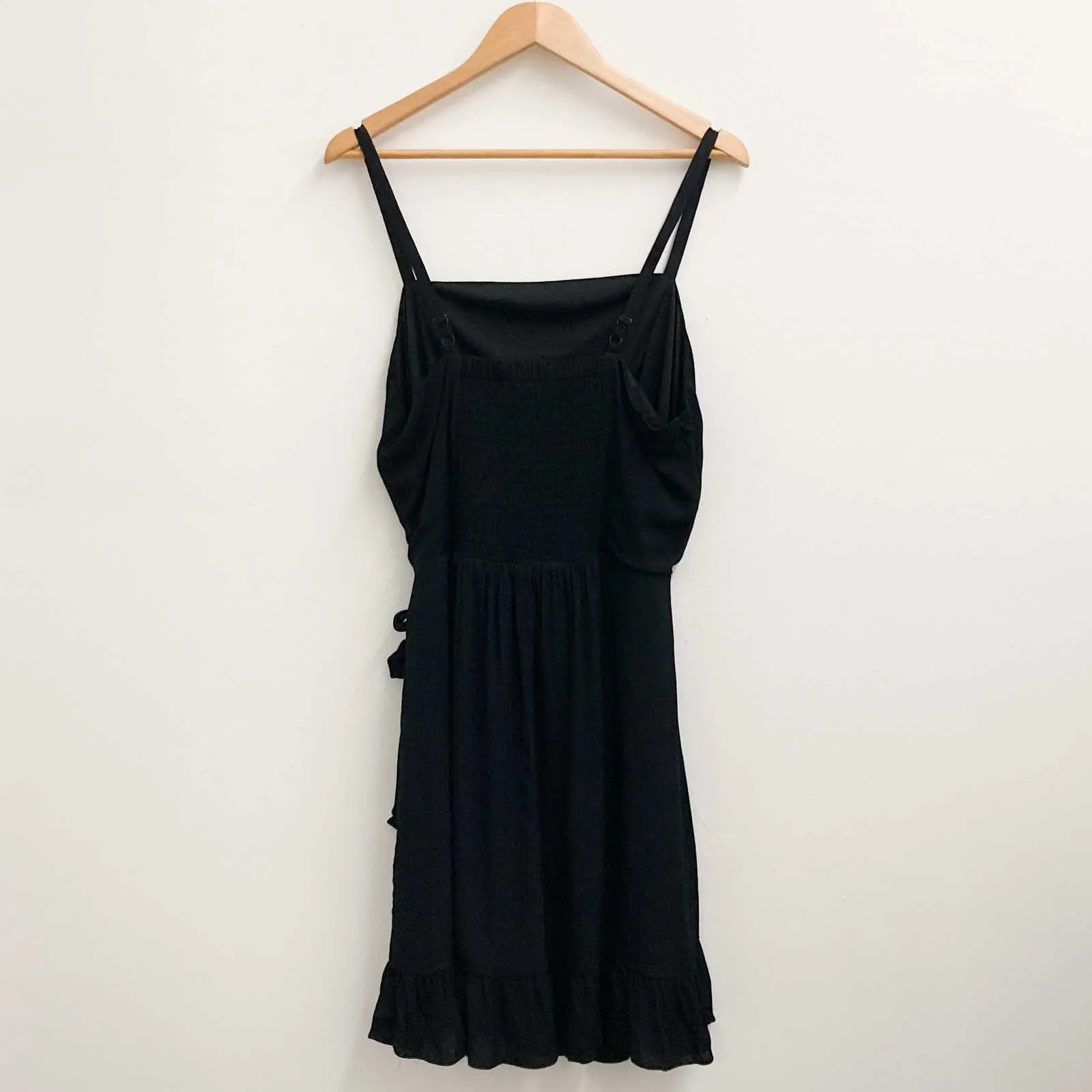 City Chic Black Sleeveless Frill Hem Tie Waist Overlay Dress UK 14