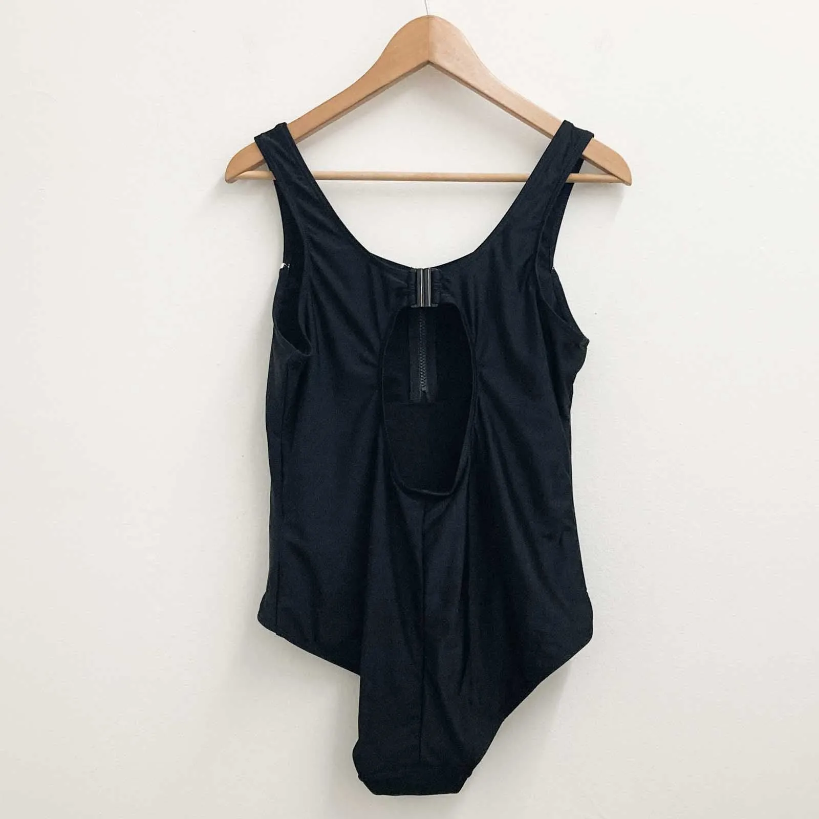 City Chic Black Sporty One Piece Zip Neck Swimsuit UK 16