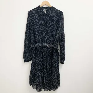 City Chic Black Spot Print Collared Dress UK 18