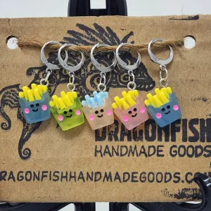 Colorful Smiley French Fries Stitch Markers - set of 5