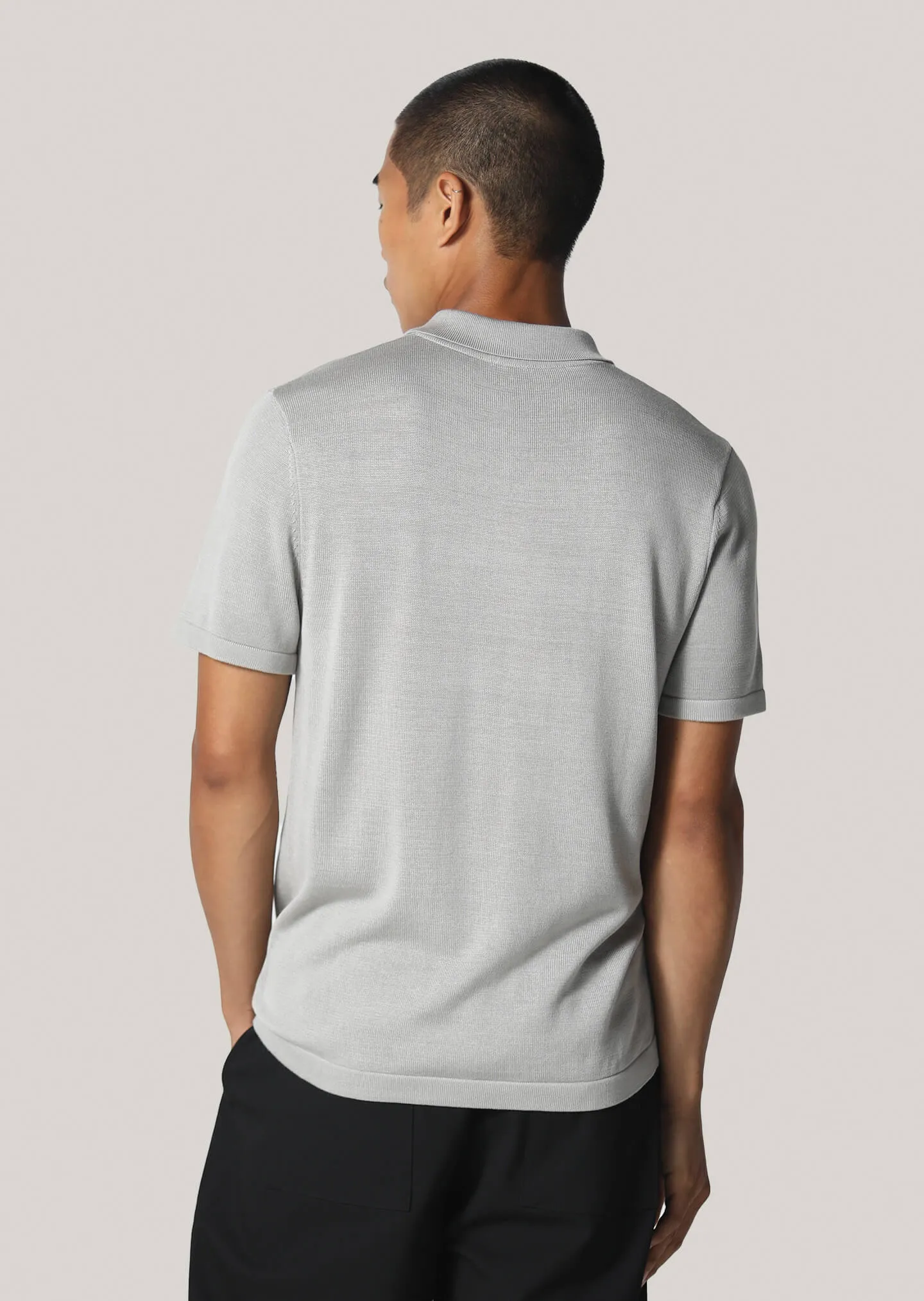 Cope Grey Knitted Polo Shirt