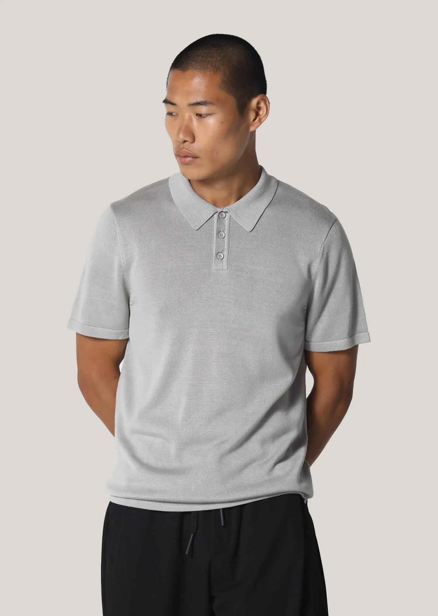 Cope Grey Knitted Polo Shirt