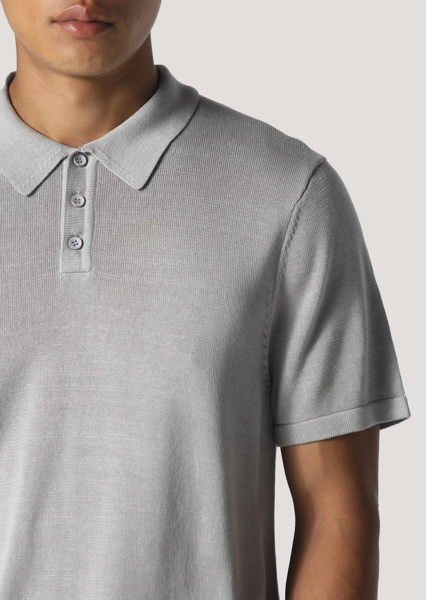 Cope Grey Knitted Polo Shirt