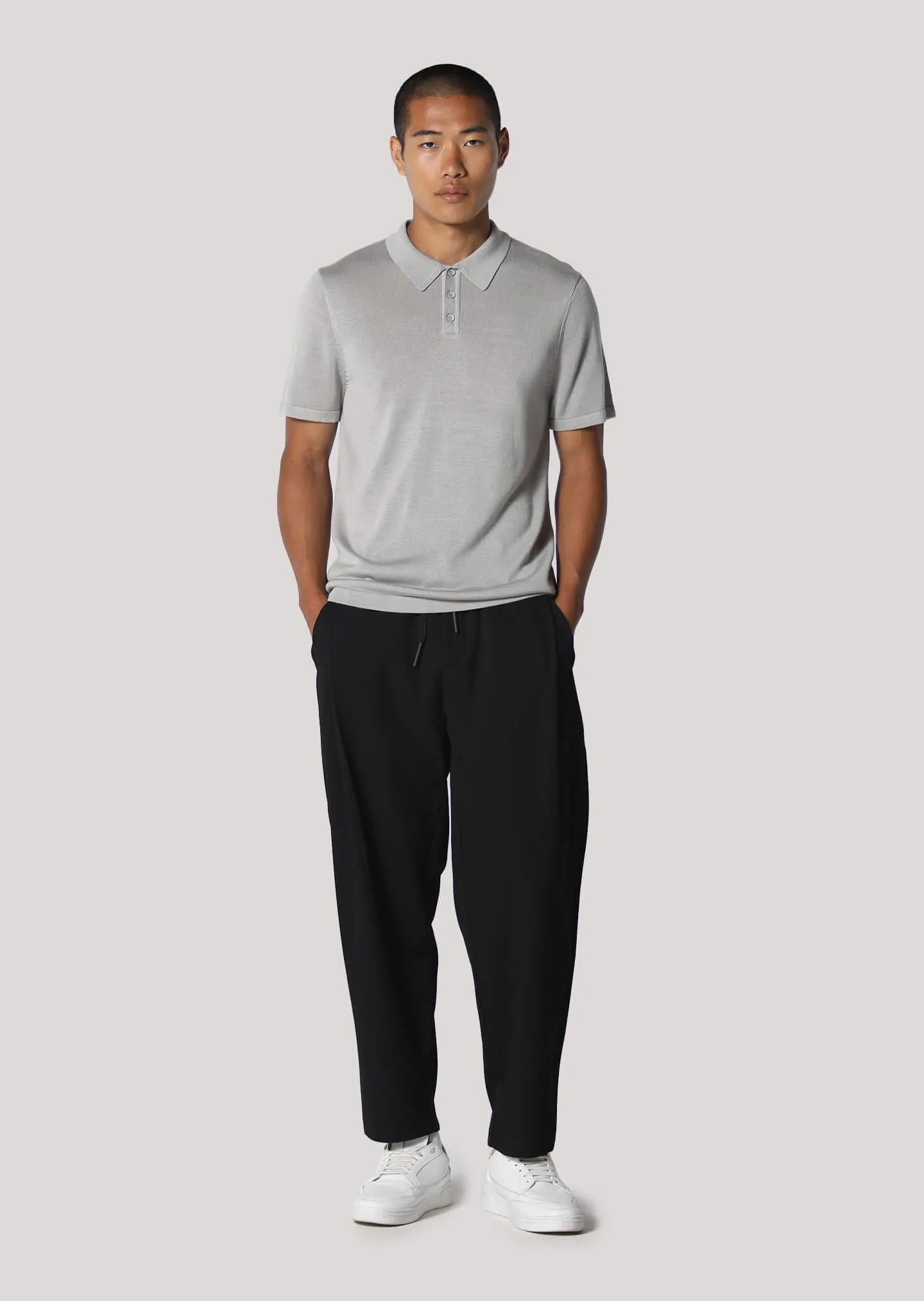 Cope Grey Knitted Polo Shirt
