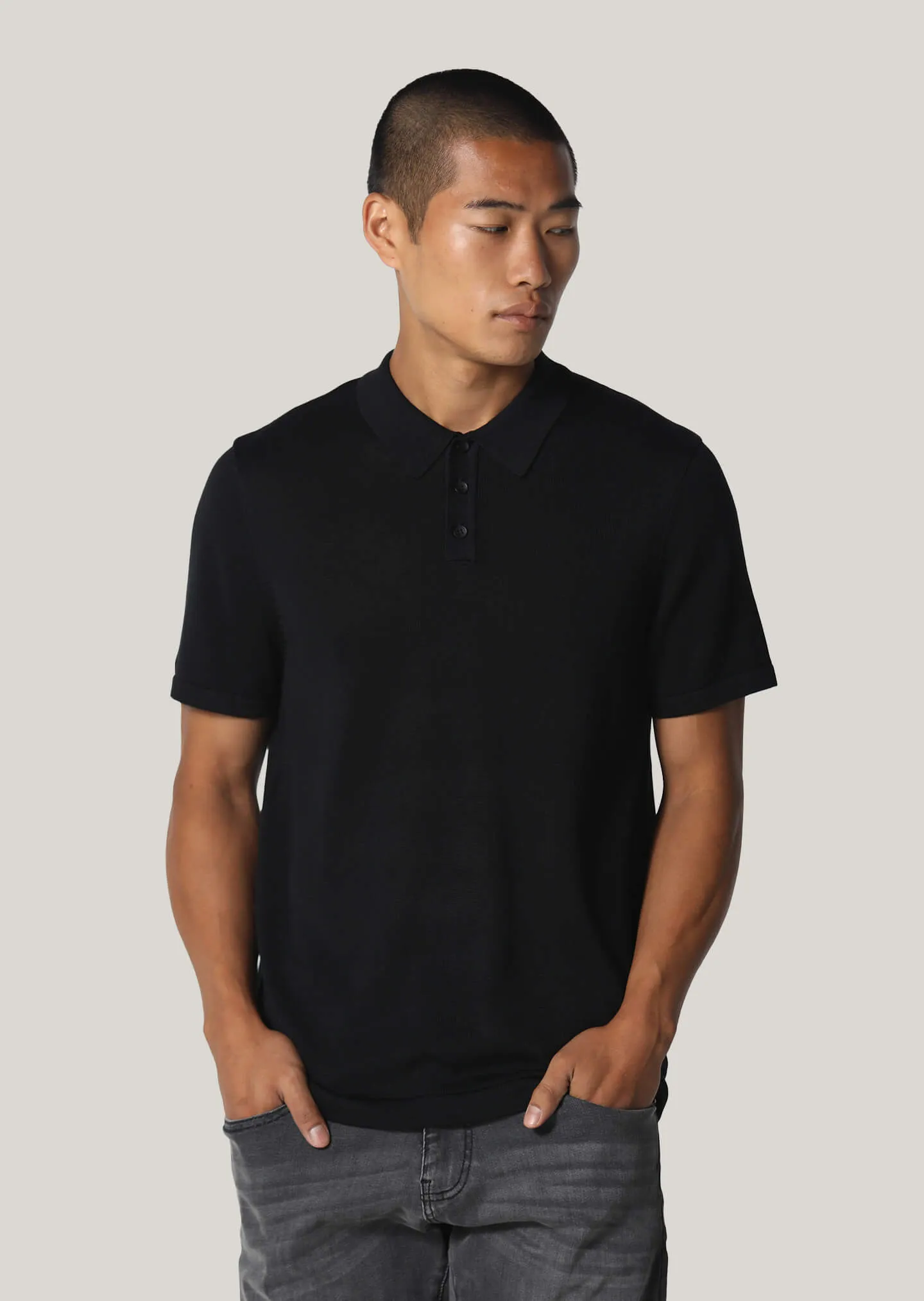 Cope Knitted Black Polo Shirt