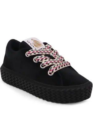 CURBIES VELVET LOW TOP SNEAKERS | BLACK