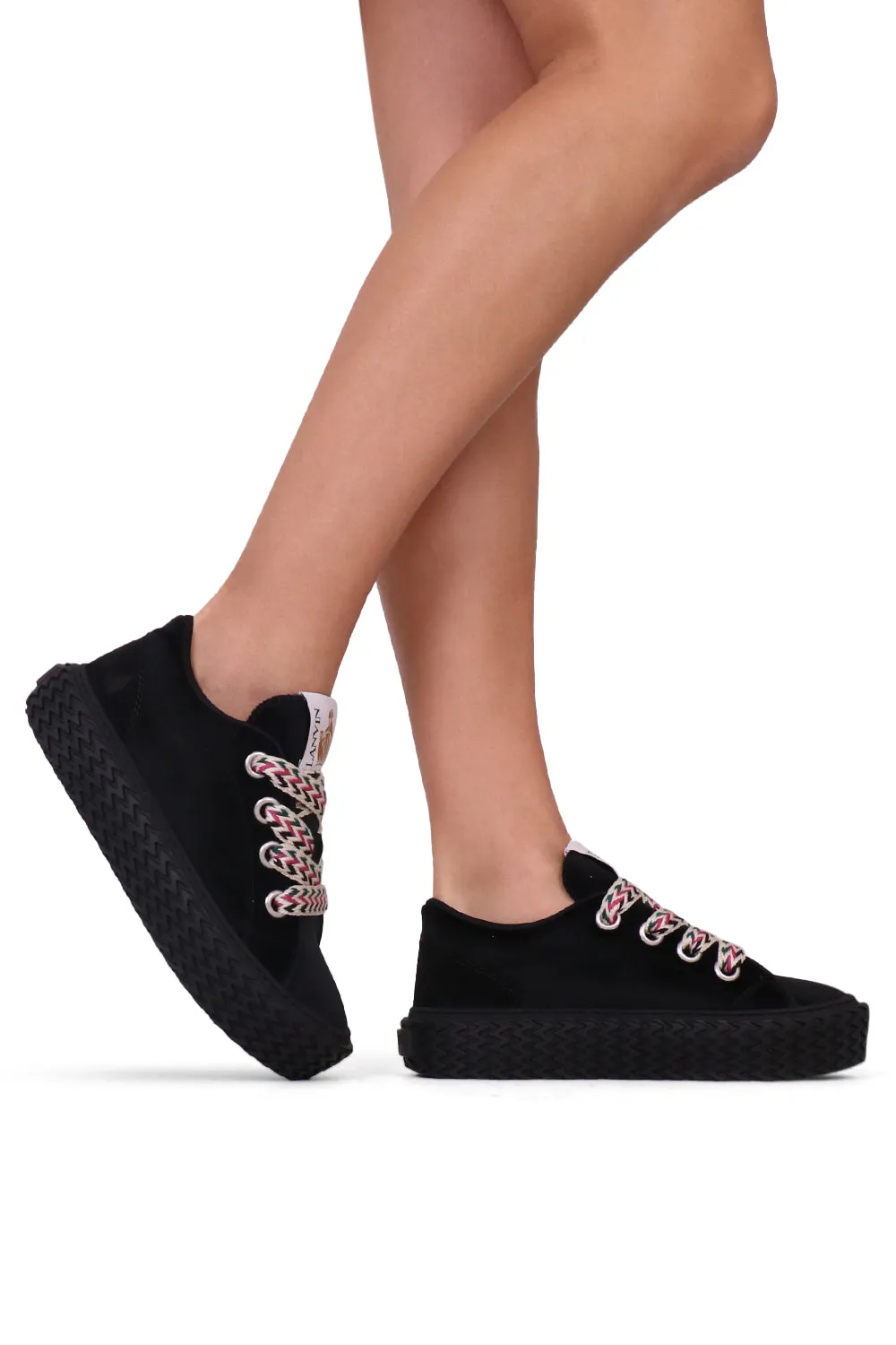 CURBIES VELVET LOW TOP SNEAKERS | BLACK