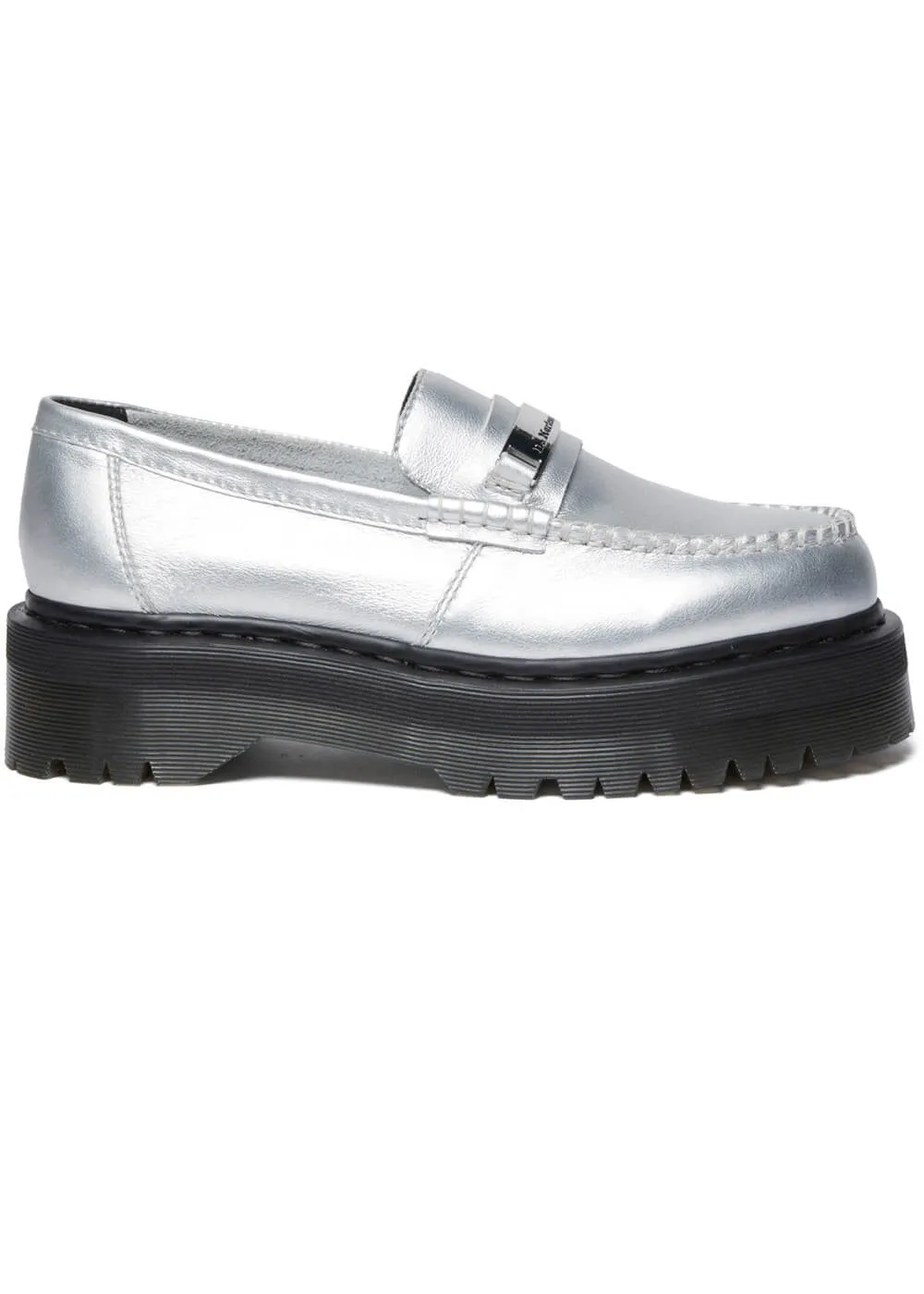 Dr. Martens Penton Metallic Leather Platform Loafers Silver