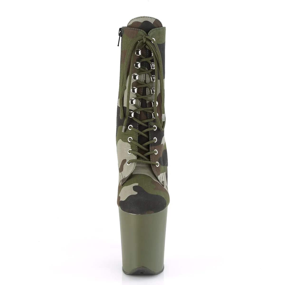 FLAMINGO-1020CAMO Pleaser Green Camo Fabric Sexy Platform Shoes (Pole Dancing Heels)