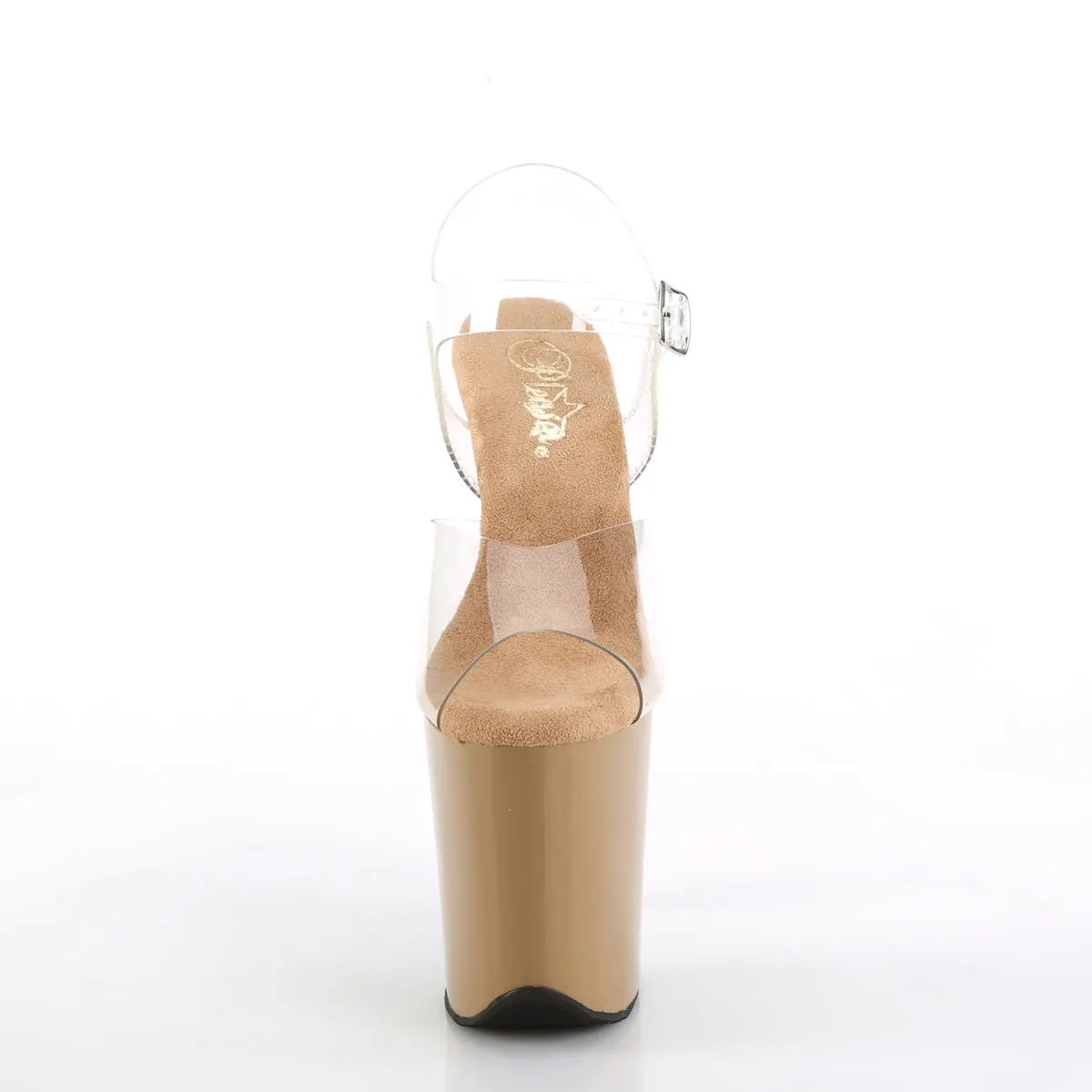 FLAMINGO-808 Pleaser Clear/Toffee Sexy Platform Shoes (Pole Dancing Heels)