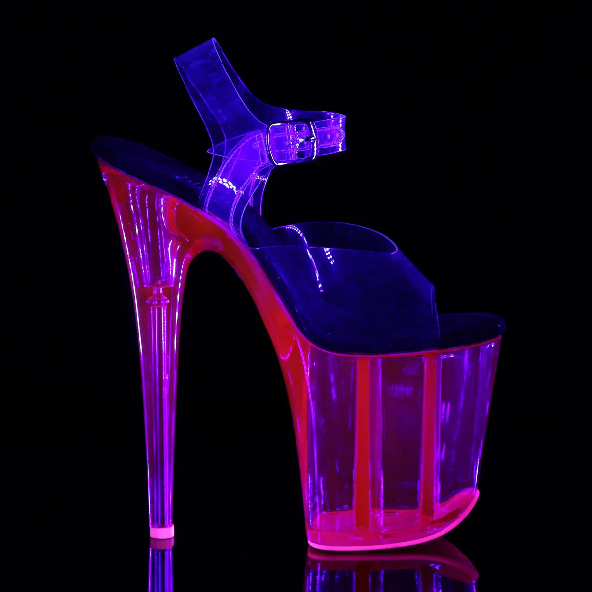FLAMINGO-808UVT Pleaser Clear/Hot Pink Tinted Sexy Platform Shoes (Pole Dancing Heels)