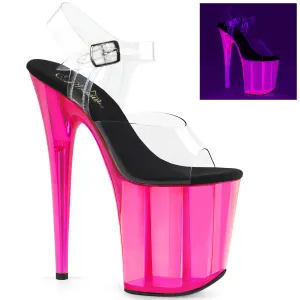 FLAMINGO-808UVT Pleaser Clear/Hot Pink Tinted Sexy Platform Shoes (Pole Dancing Heels)