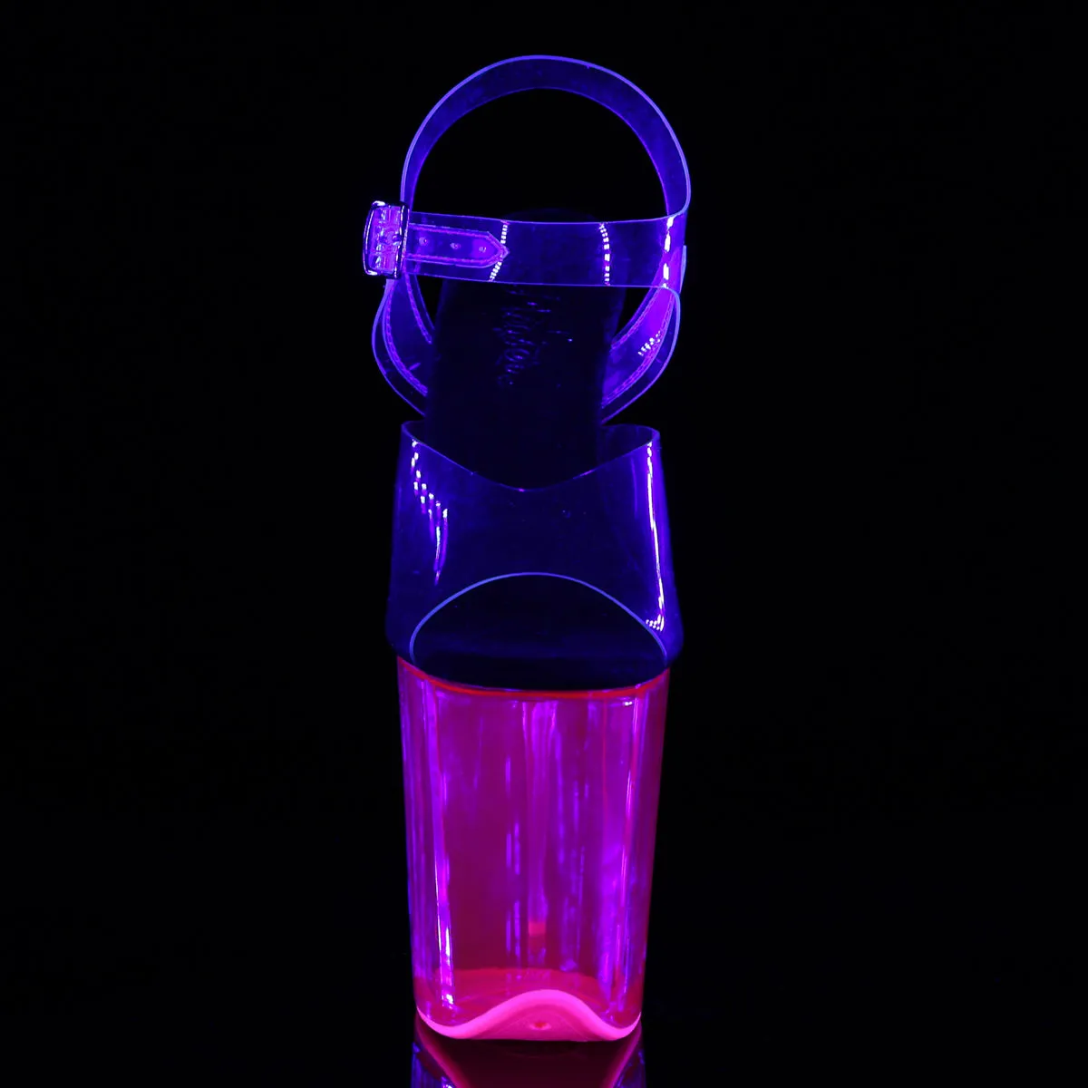 FLAMINGO-808UVT Pleaser Clear/Hot Pink Tinted Sexy Platform Shoes (Pole Dancing Heels)